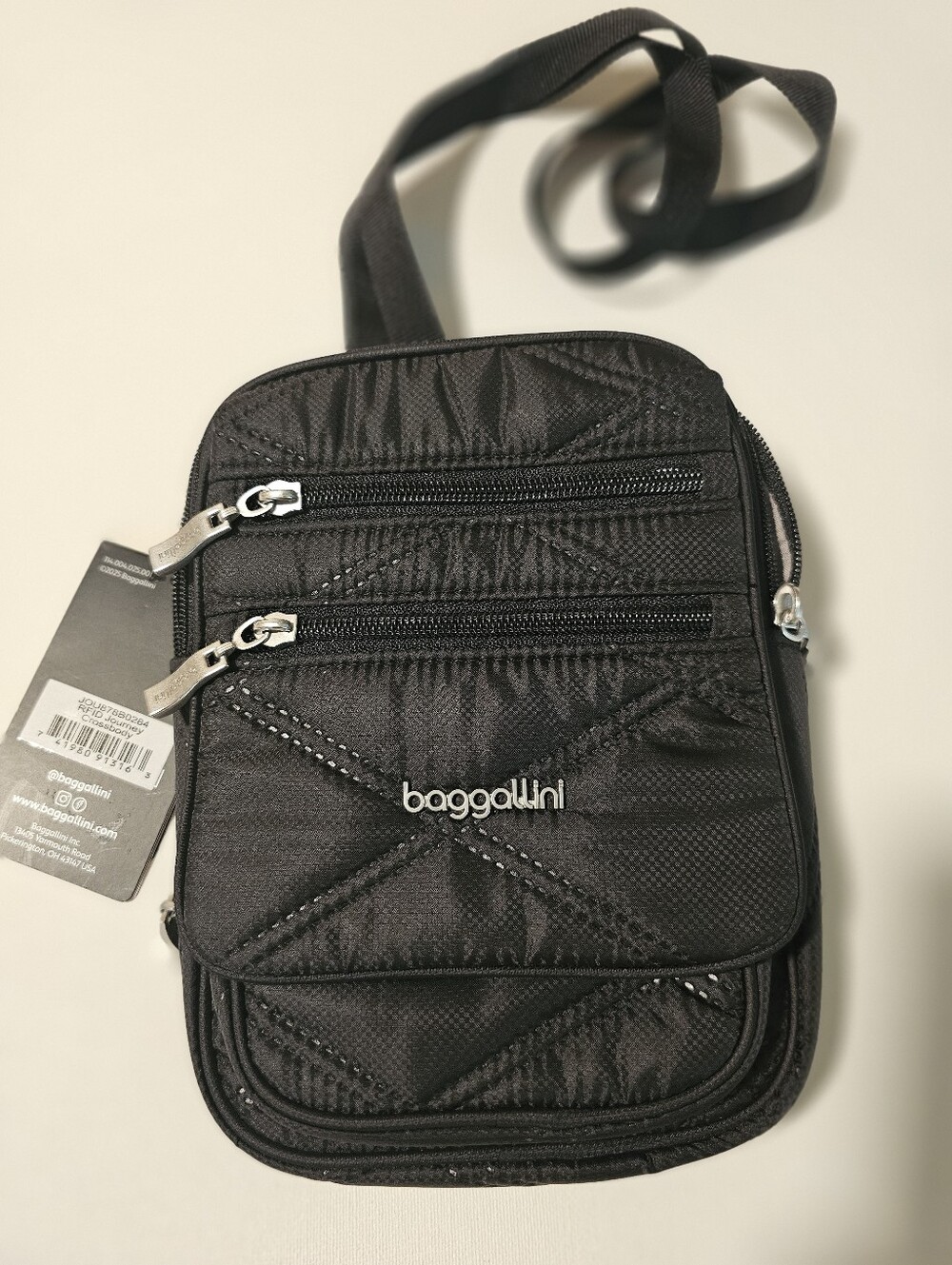 Baggallini RFID Quilted Journey Crossbody Bag Black